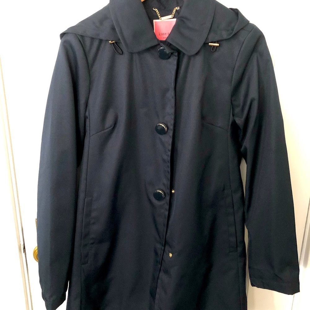Kate Spade NY Single Breast A-Line Trench Rainwear w/ Inverted Pleat XS